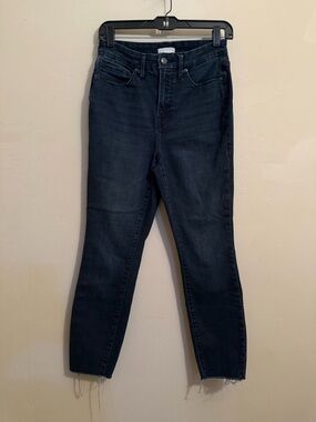 Good American Jeans Size 6 28 Dark Wash Skinny Raw Hem High Rise